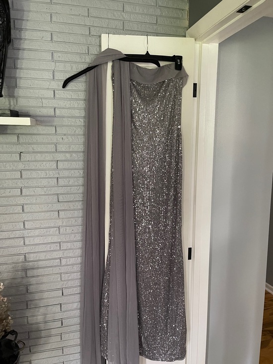 Fashion Nova Dresses & Skirts - Fashion Nova Gray Silver Sequin Strapless Gown